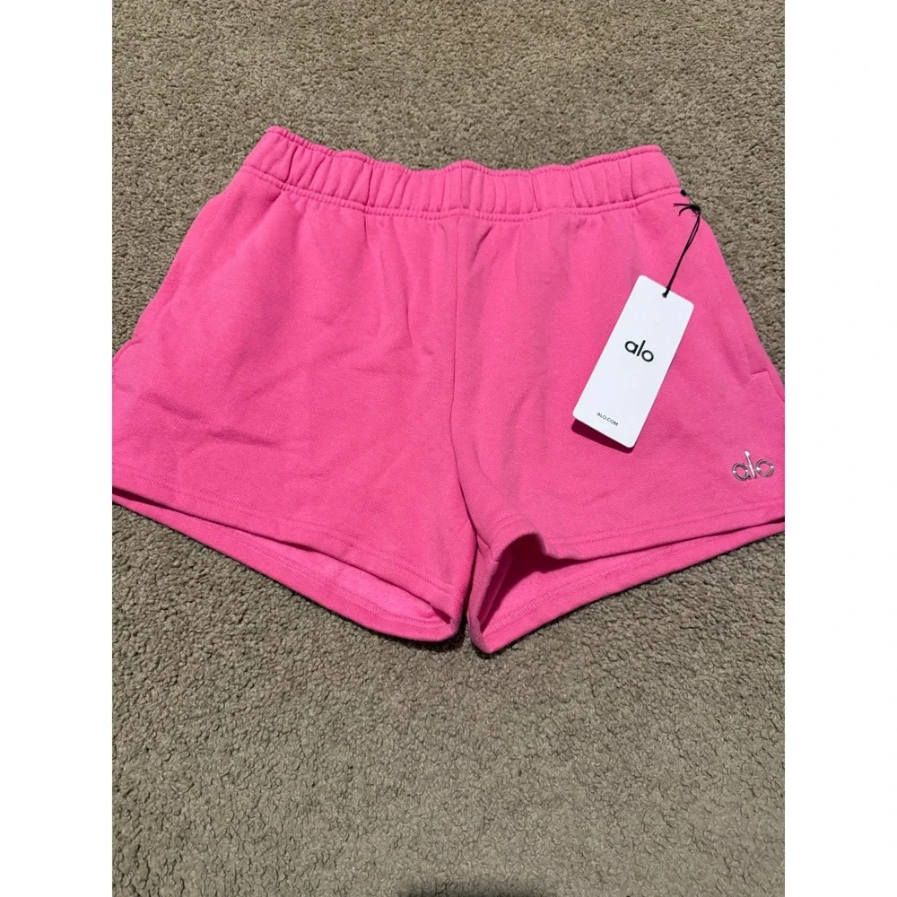 Alo Yoga Accolade Sweat Shorts Paradise Pink Women Small NWT
